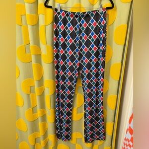 Fashion Brand Company Sheer Geometric Multicolor Pants/Leggings, Size Large